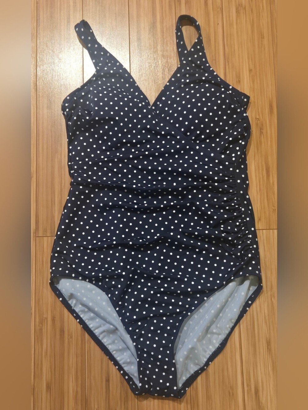 Kirkland Navy Blue Polka Dot One-Piece Swimsuit